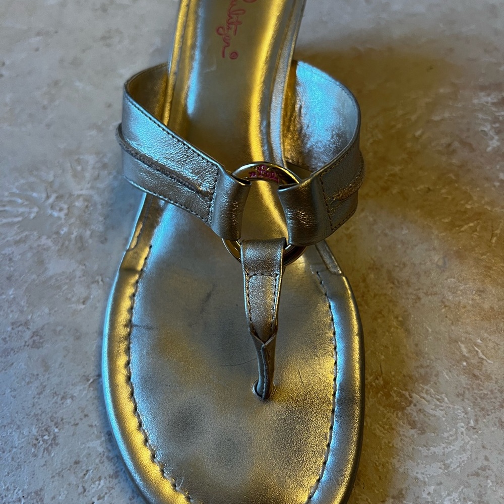 Lilly Pulitzer McKim Gold Wedge Slip On Sandals size 9 - Picture 5 of 8